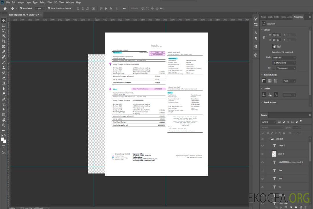 Facture commerciale du service public d'Octopus Energy SCR page 2 template Facture commerciale du service public d'Octopus Energy SCR page 2 template